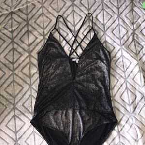 CR Silver Metallic Skinny Strap Body Suit